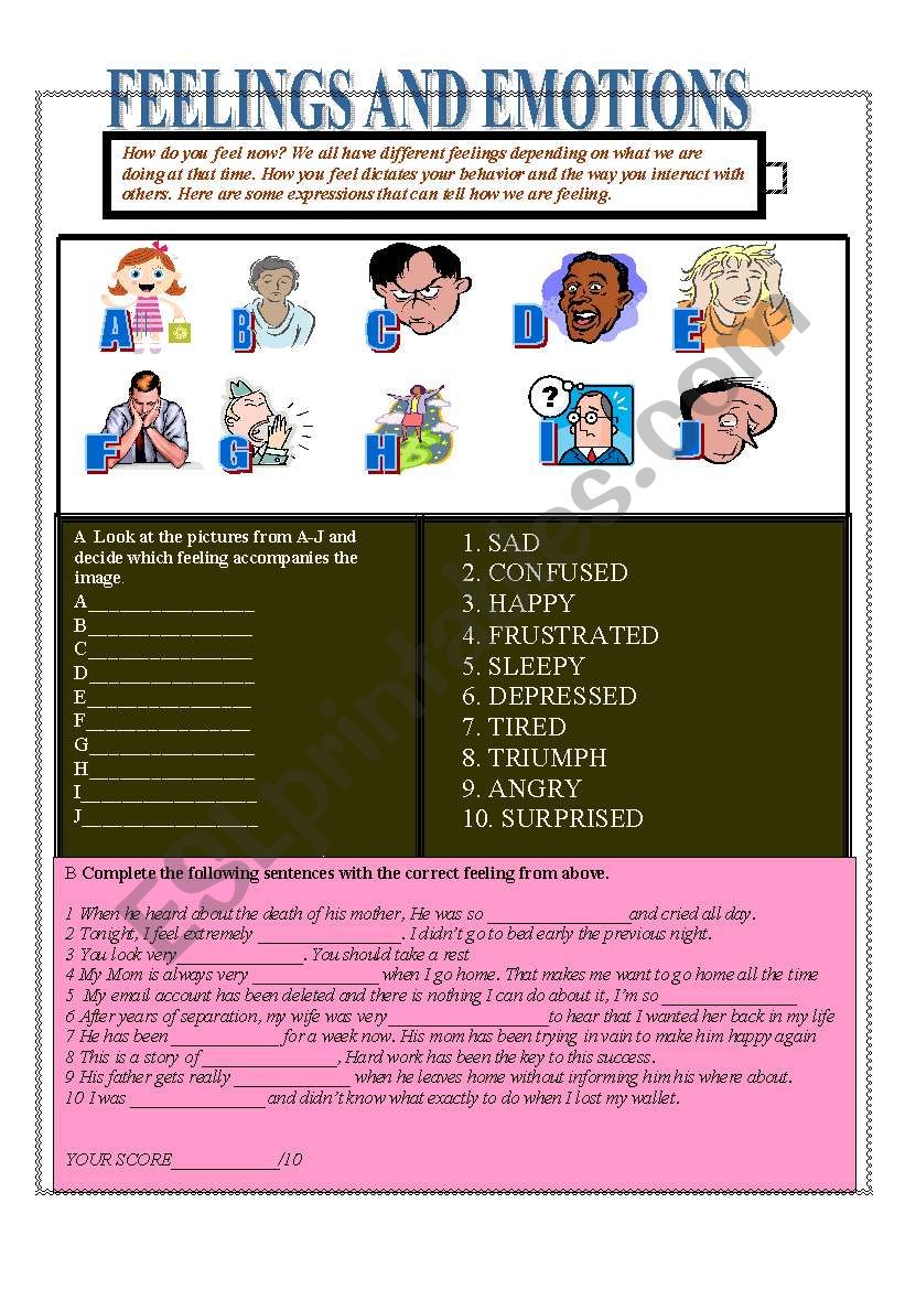 FEELINGS worksheet