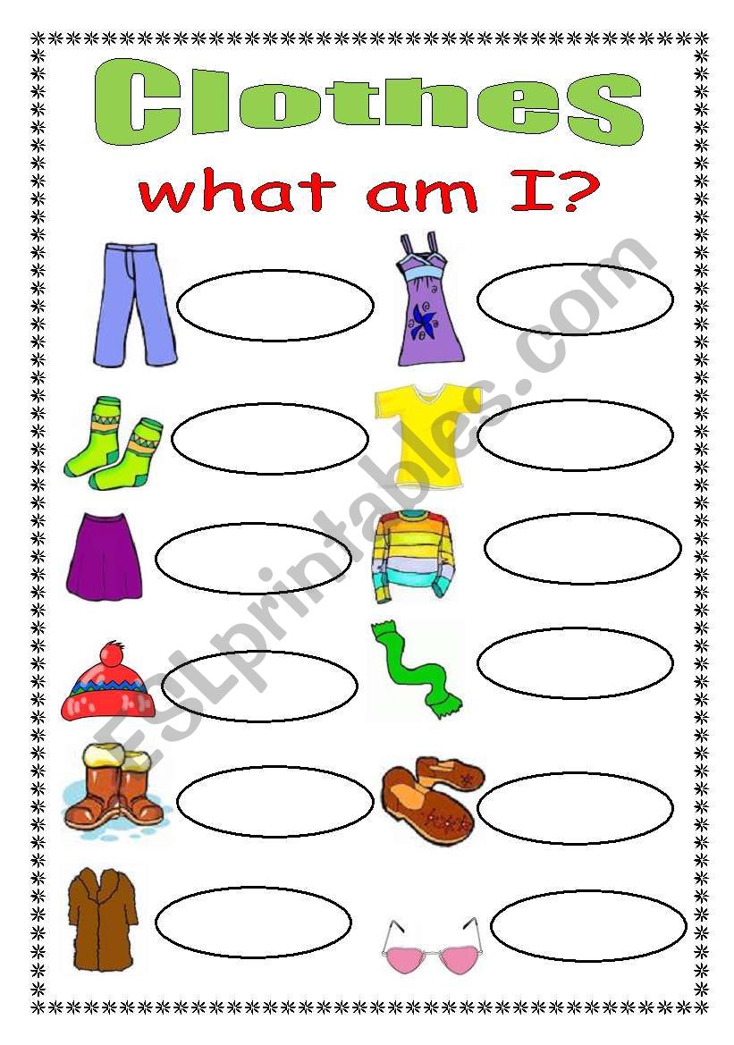 Clothes - writing - ESL worksheet by trixie1973