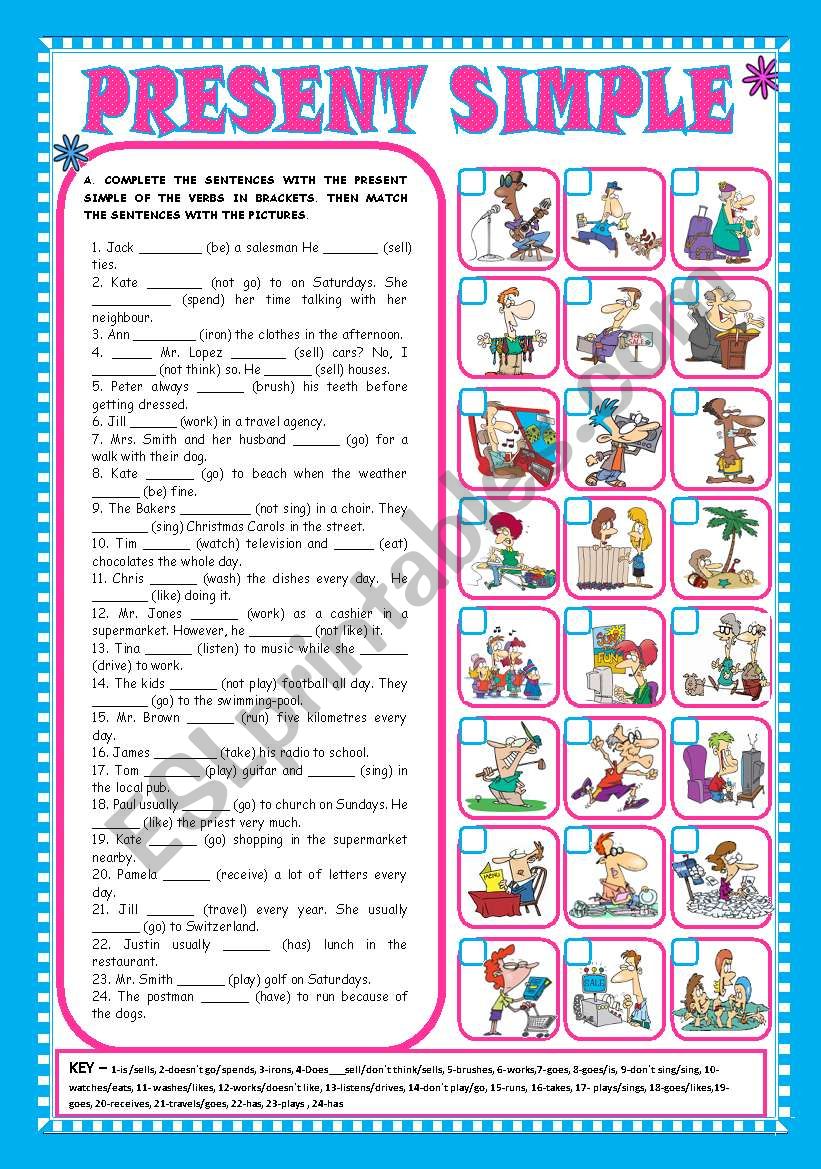 PRESENT SIMPLE AFFIRMATIVE NEGATIVE And INTERROGATIVE FORMS KEY 