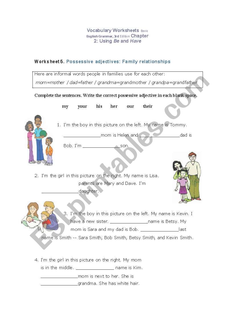 Possesives worksheet