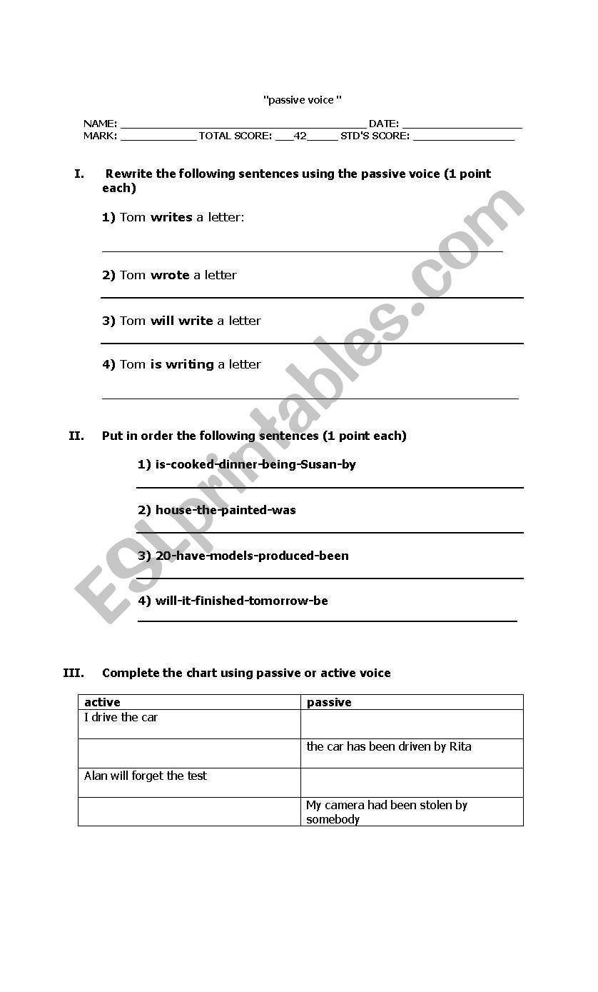 passive voice worksheet