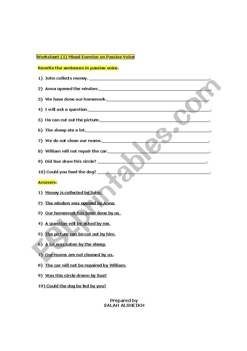 passive voice worksheet worksheet