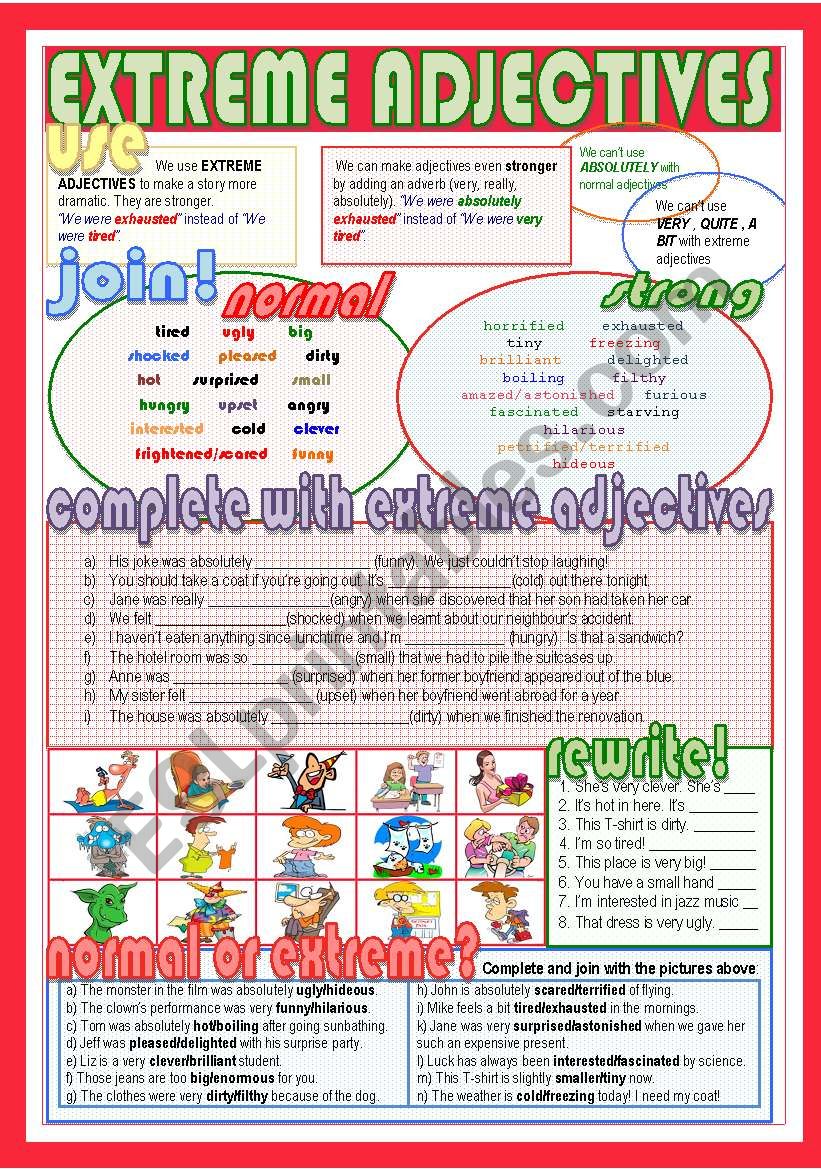 Extreme Adjectives ESL Worksheet By Nuria08