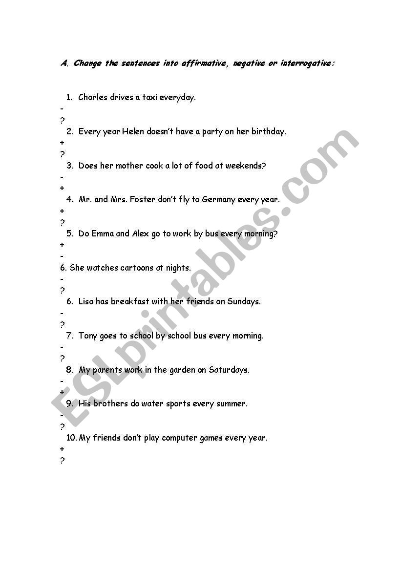 present simple tense worksheet