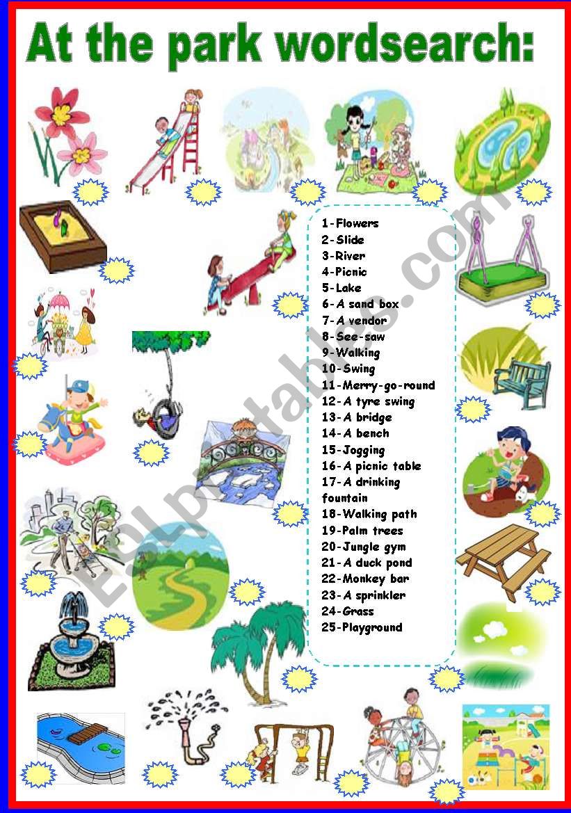 At The Park Wordsearch ESL Worksheet By Ben 10