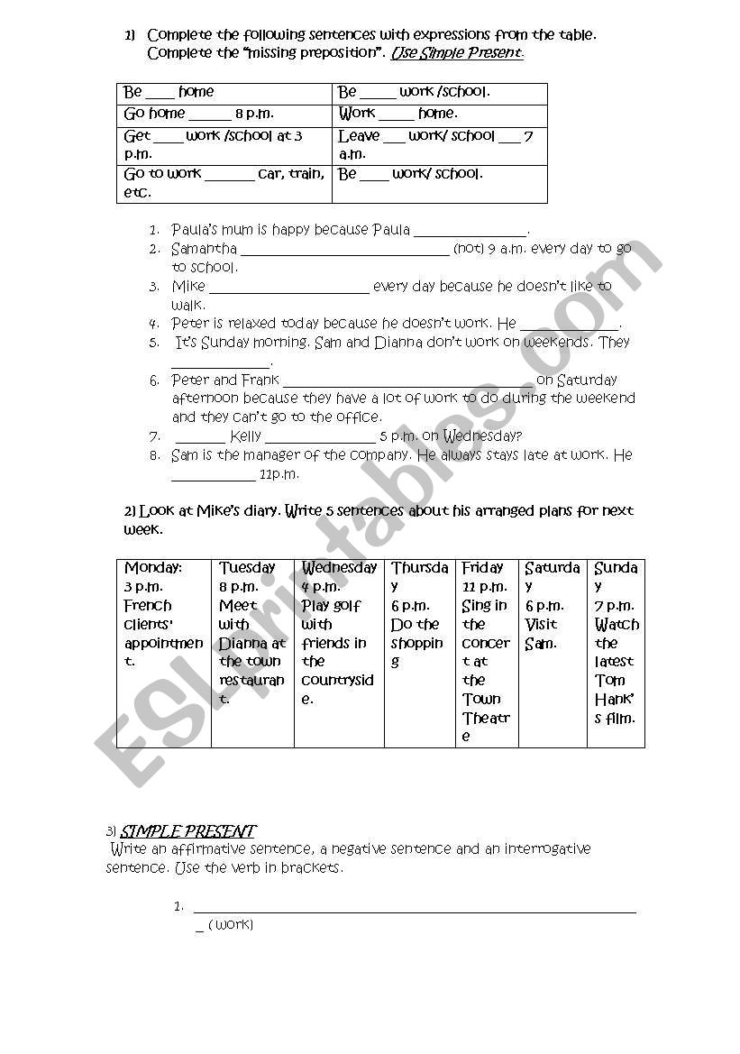 Mock Test worksheet