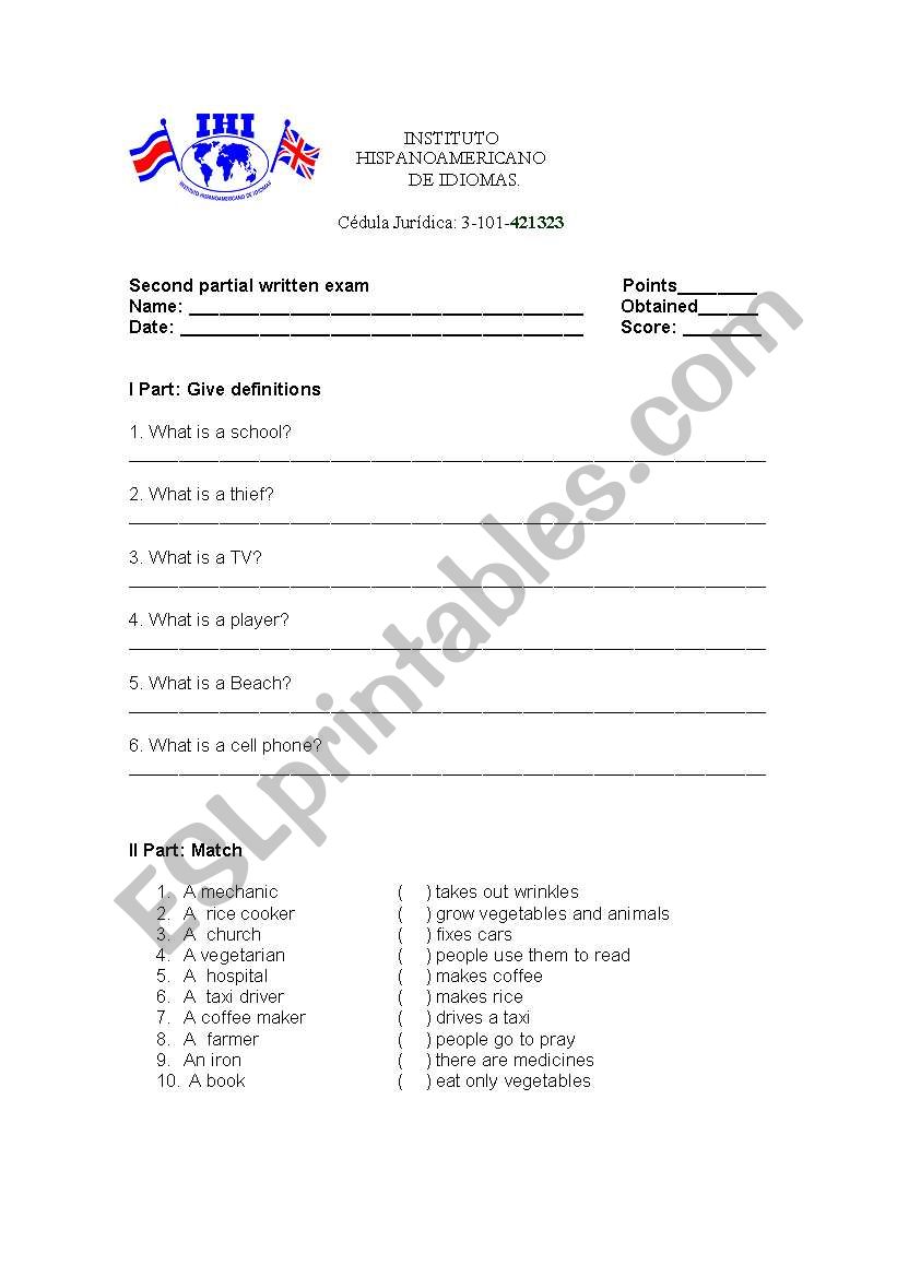 basic exam worksheet