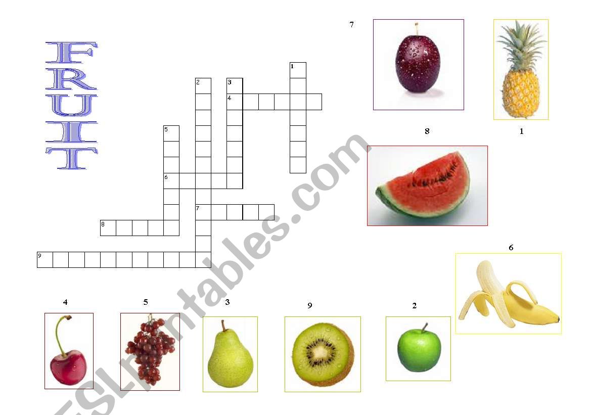 Fruit Crosword worksheet