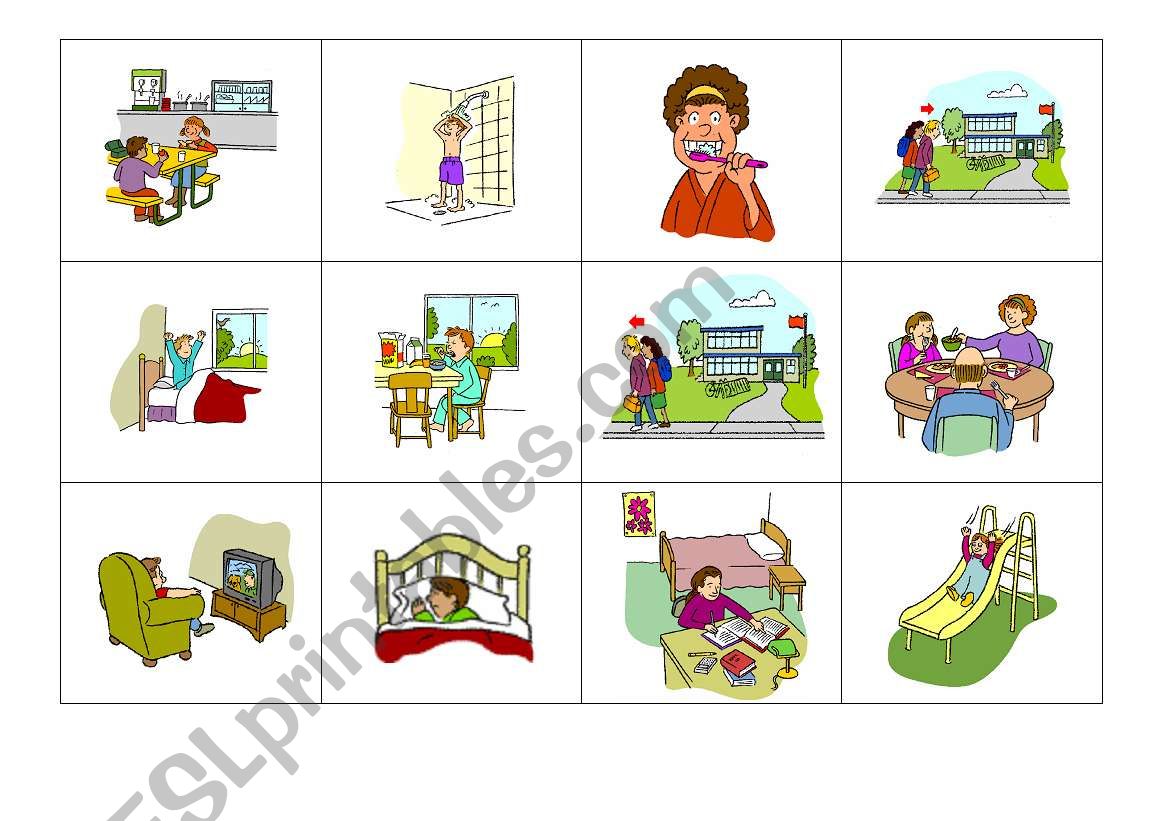 Daily Routines Maze Game  Asynchronous Interactive ESL Games Online