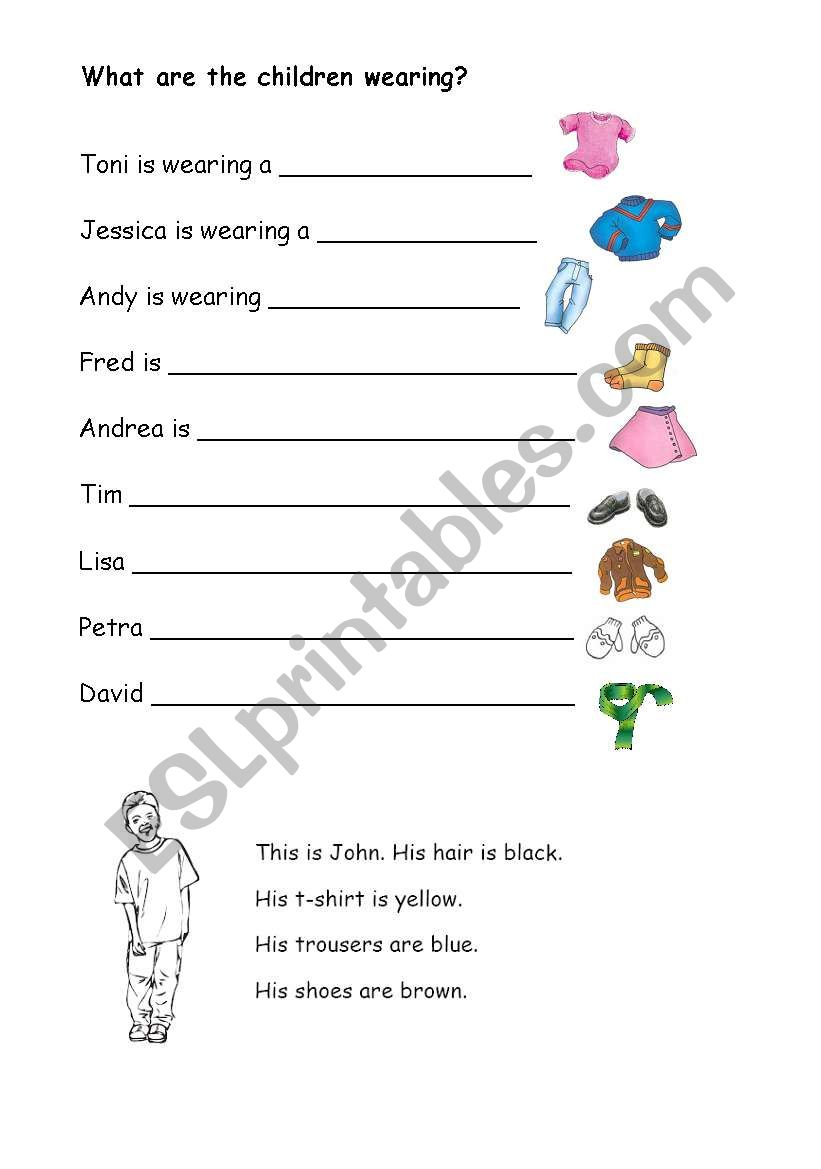 What are the children wearing worksheet