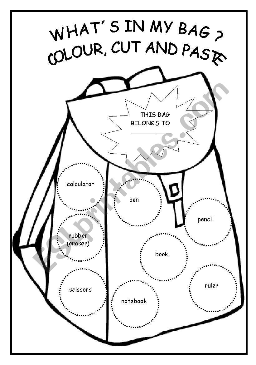 What´s in my bag ? ESL worksheet by martinasvabova