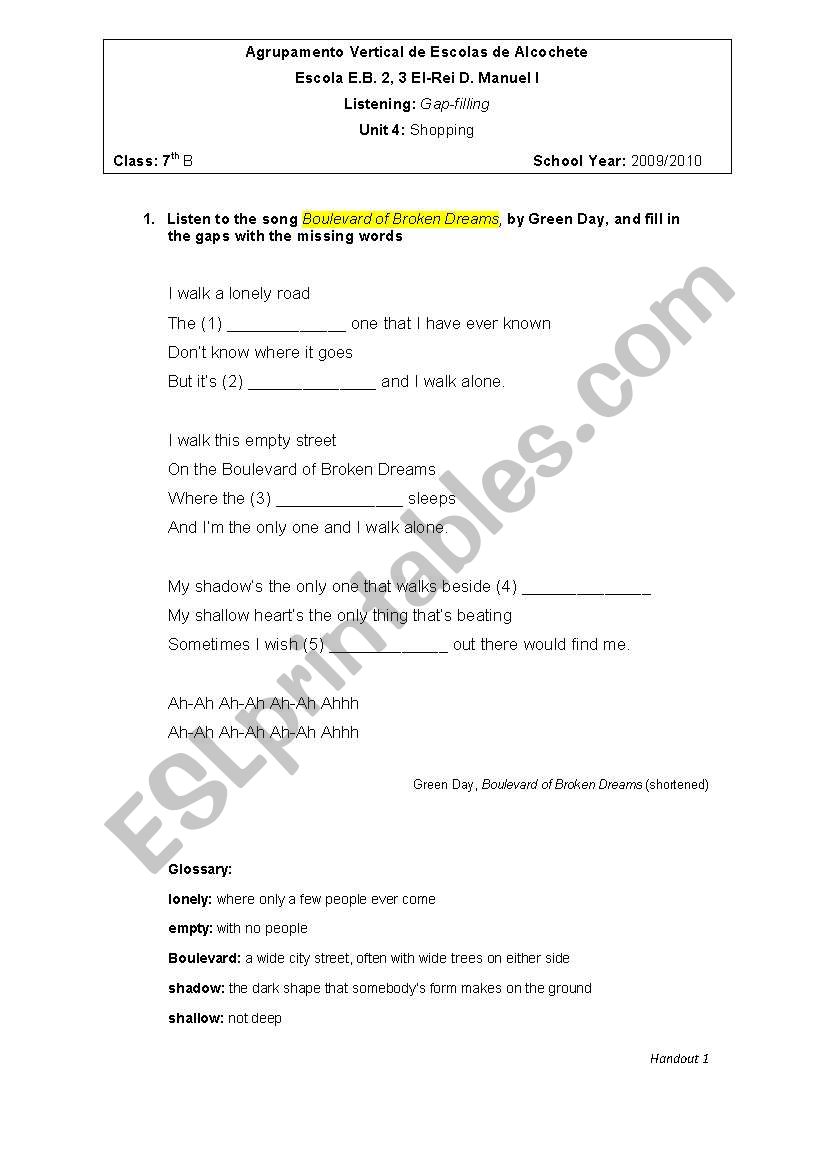 English Worksheets: Listening Comprehension Worksheet