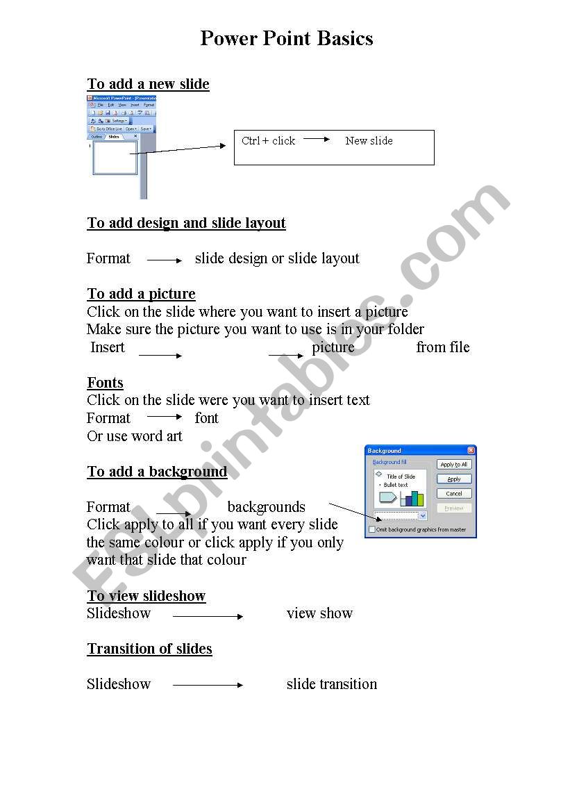 powerpoint basics worksheet