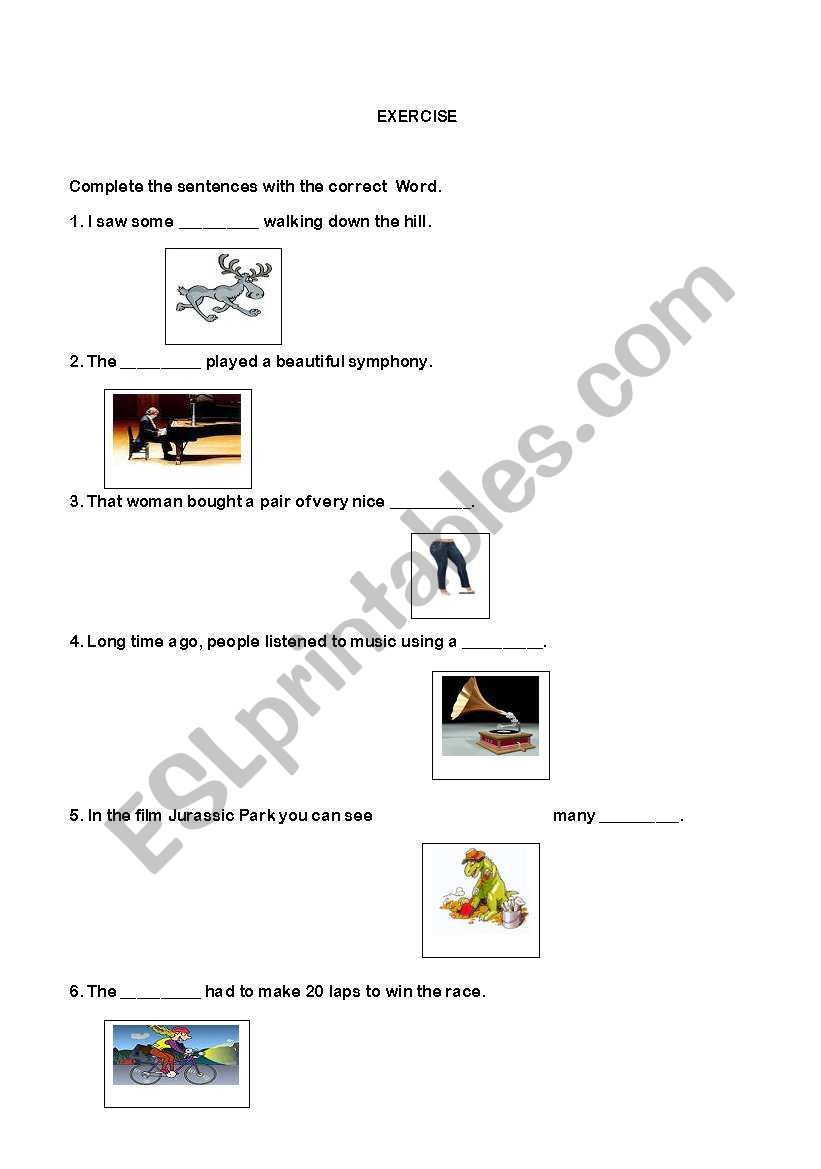 sample vocabulary exercise for flyers exam