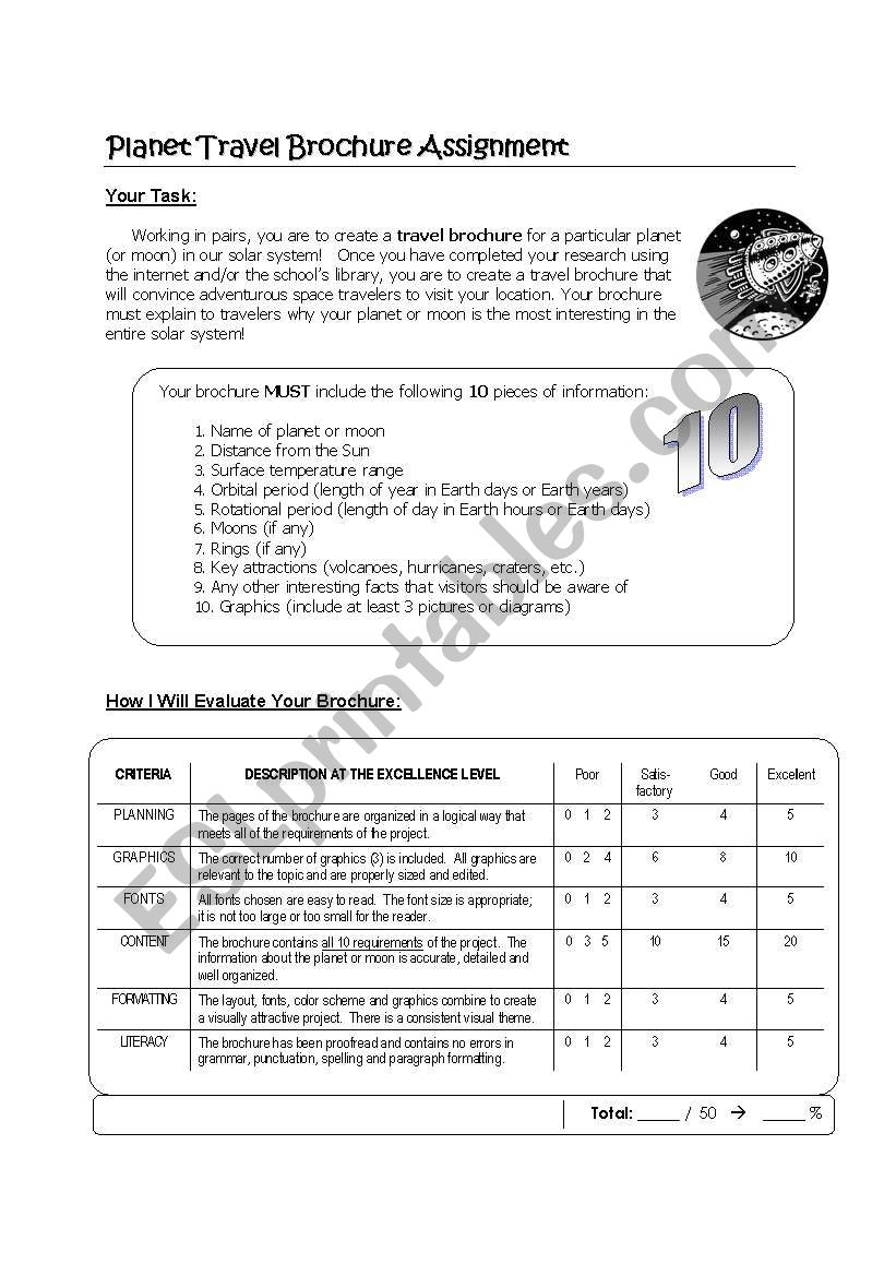 project assignment sheet esl worksheet by terasus