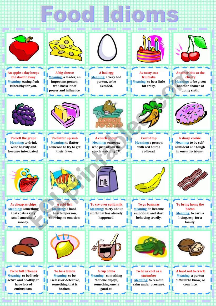 Food Idioms - ESL worksheet by Solnechnaya