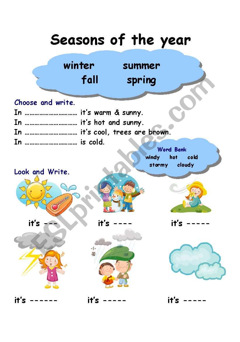 Kindergarten Weather Worksheet Seasons Unit