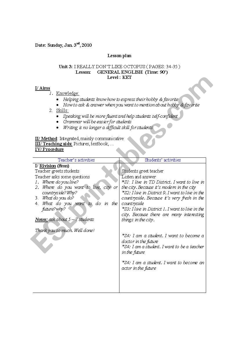 lesson plan_teaching children worksheet