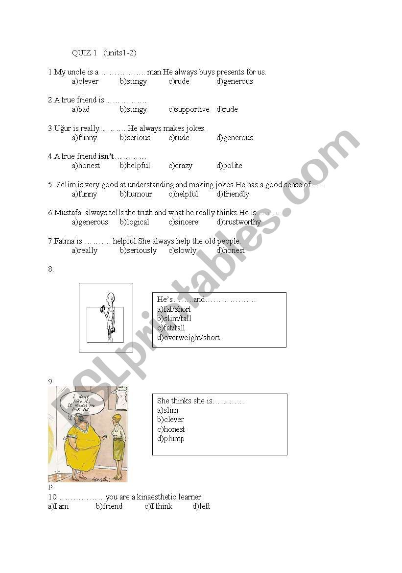 quiz worksheet