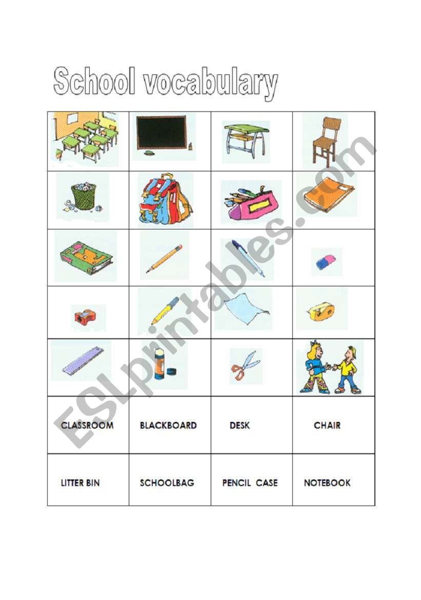 School Flashcards worksheet