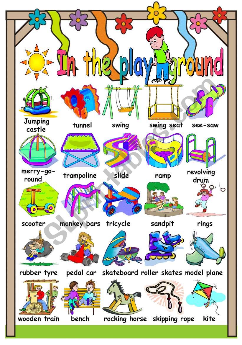 English worksheets: IN THE PLAYGROUND - PICTIONARY