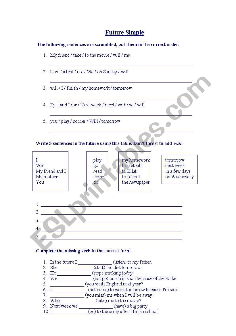 Future Simple worksheet