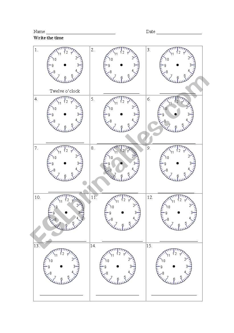 Clock worksheet