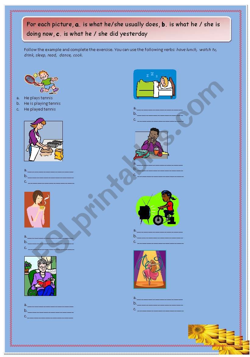 revision of tenses worksheet