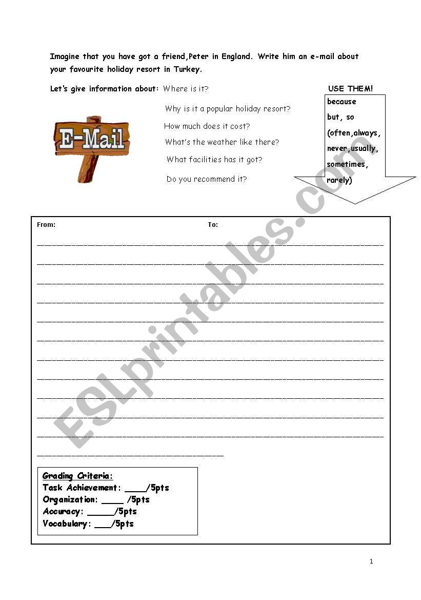 writing an email worksheet