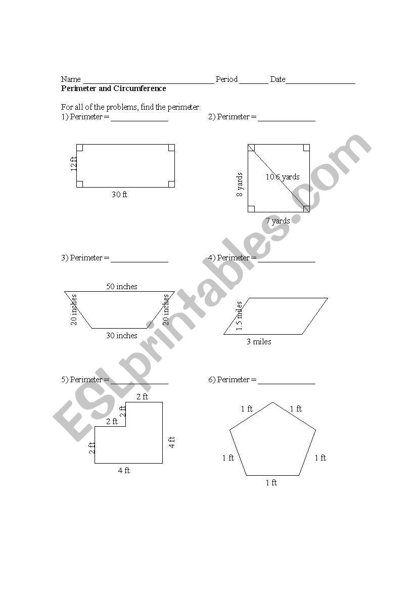 Perimeter worksheet