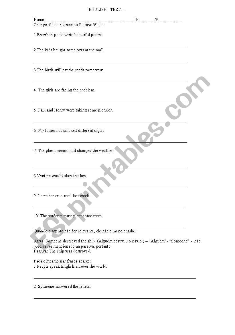 Passive Voice worksheet