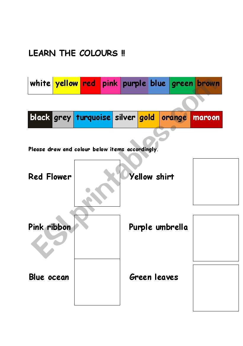 Learn The Colours worksheet