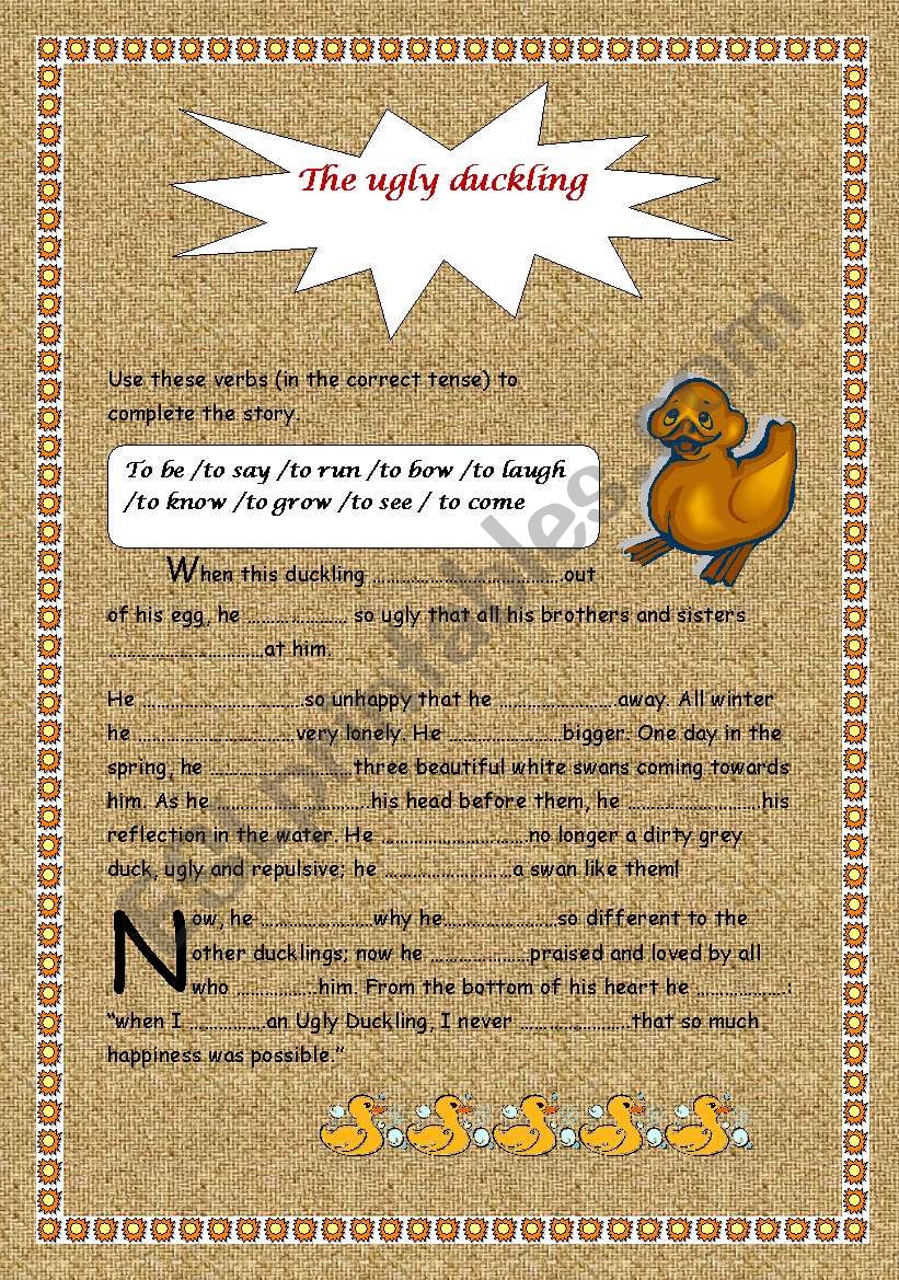 the ugly duckling worksheet