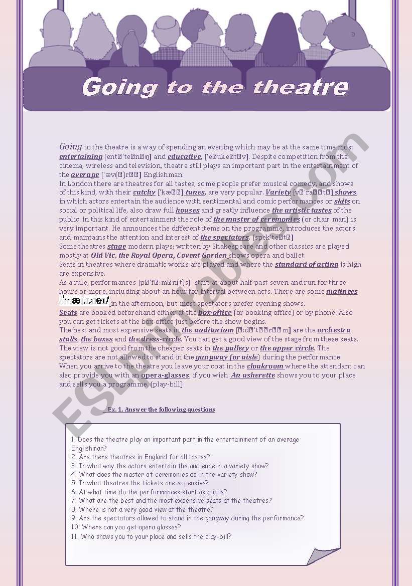 Going to the theatre worksheet