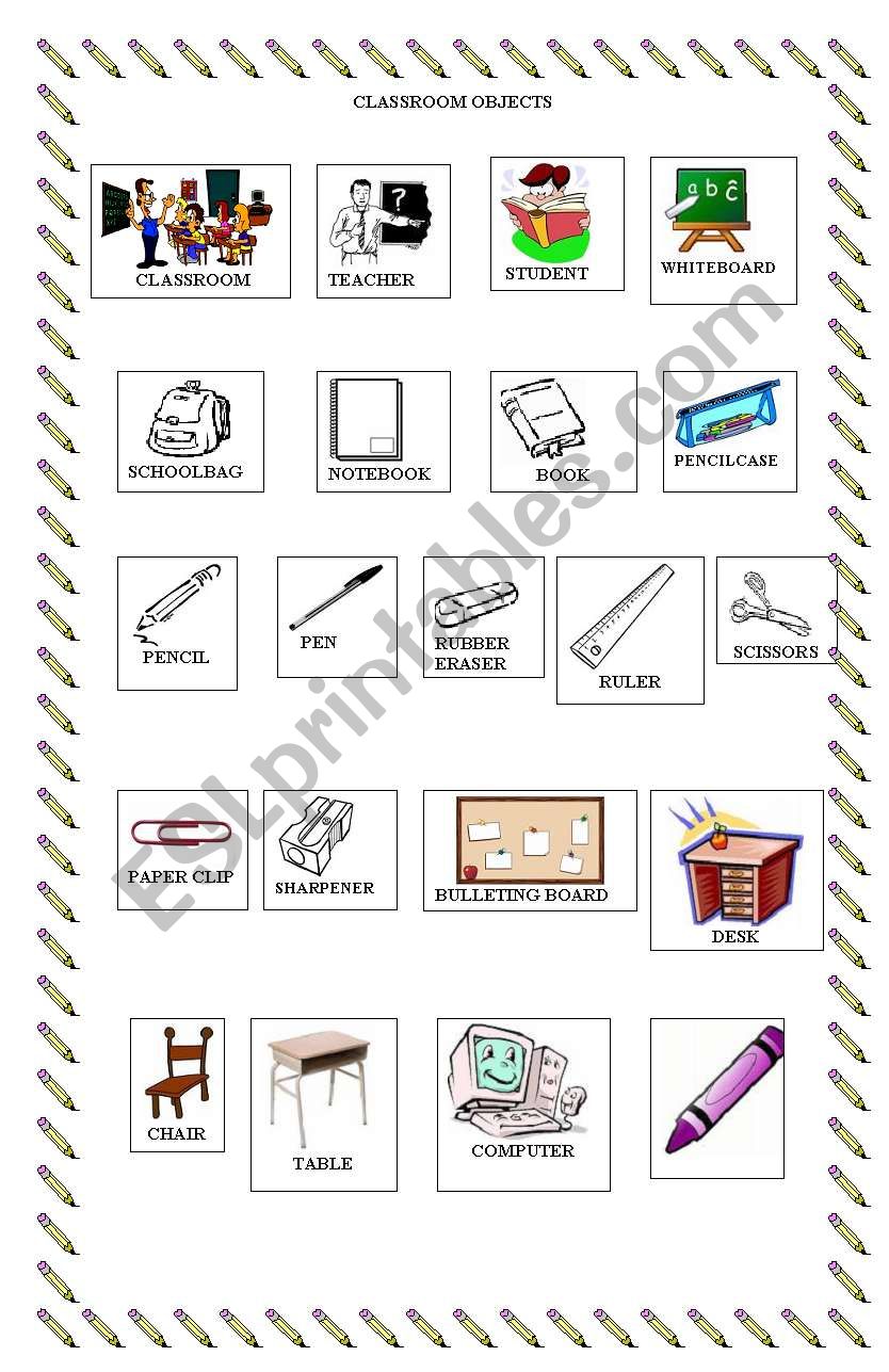 classroom objects worksheet