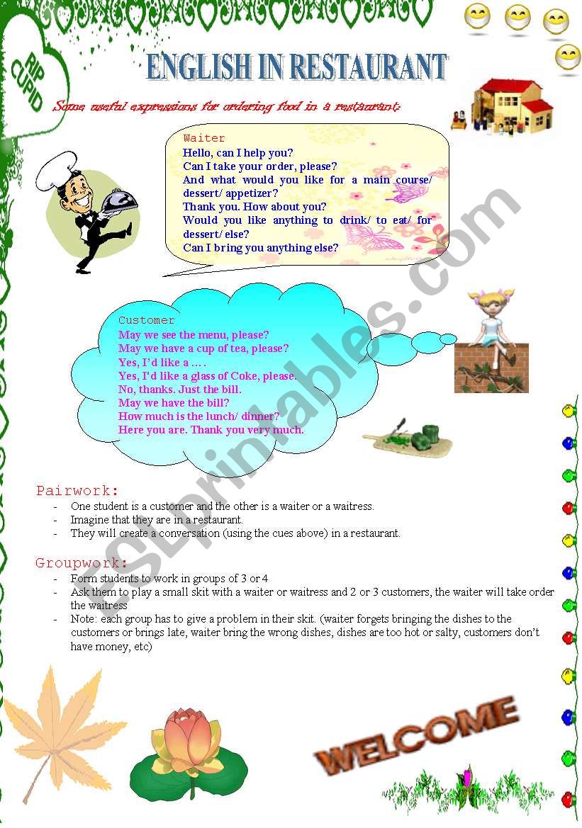 English in restaurant (1) worksheet