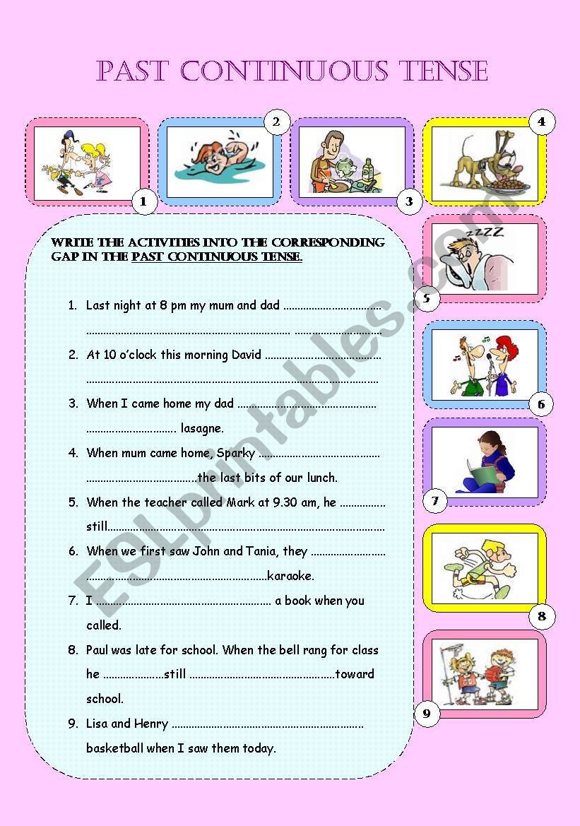 Past Continuous ESL Worksheet By Kabramson