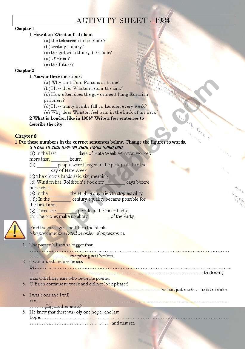 reading form 1984 worksheet