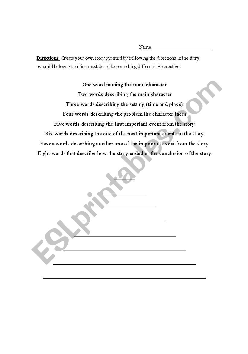 Story Pyramid worksheet