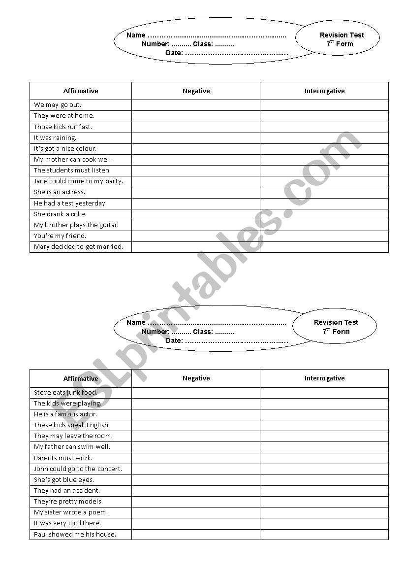 Verbs  worksheet