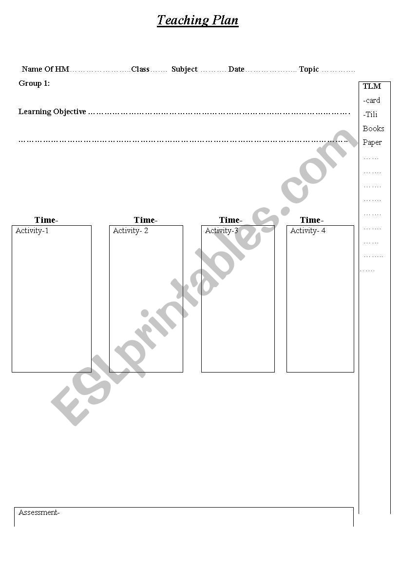 teacher plan  worksheet