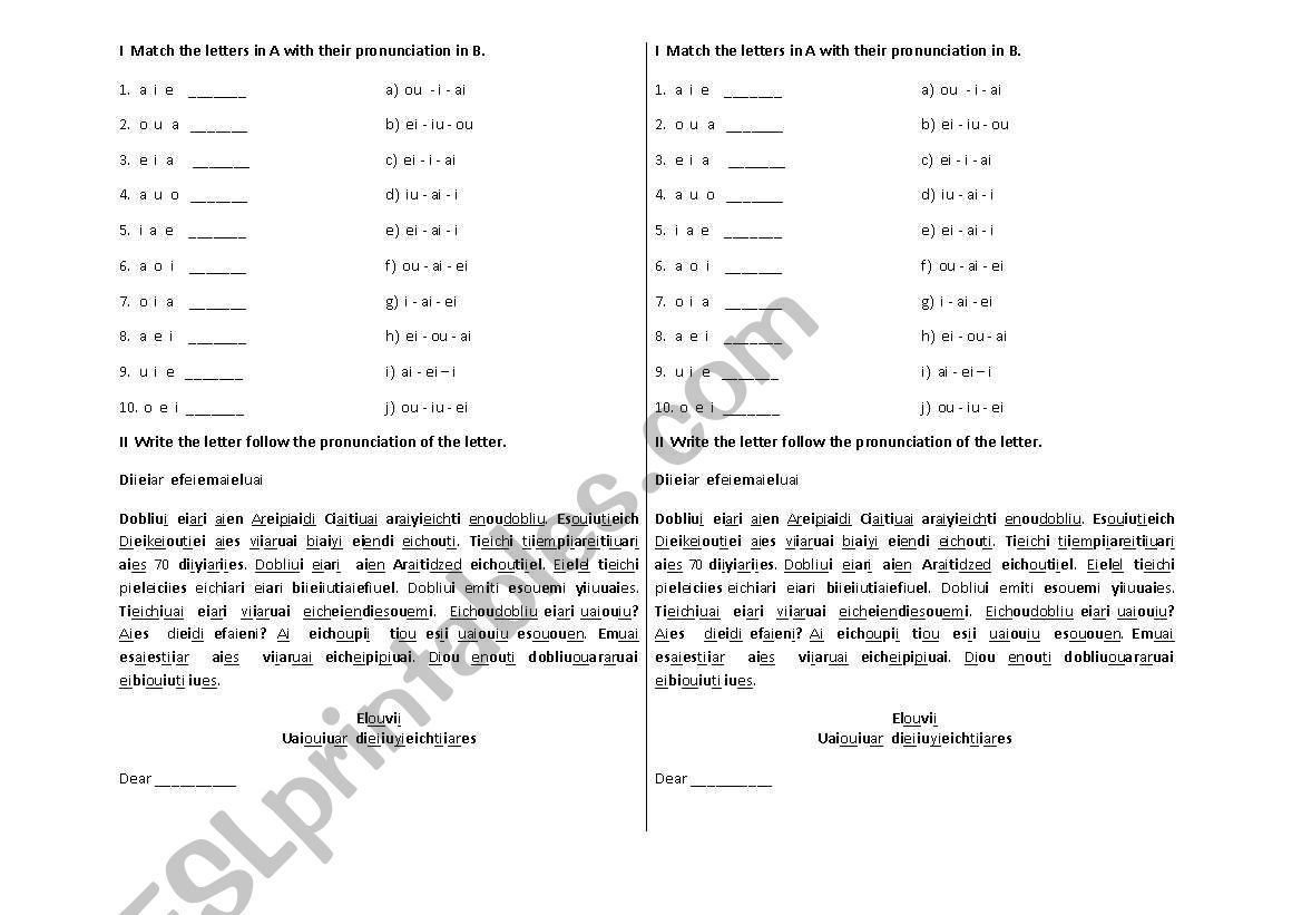 PRONUNCIATION worksheet