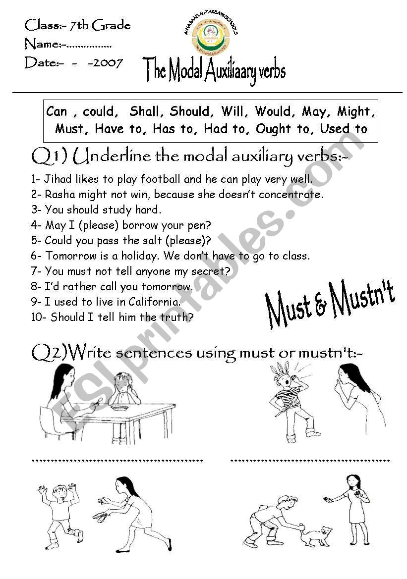 modals worksheet