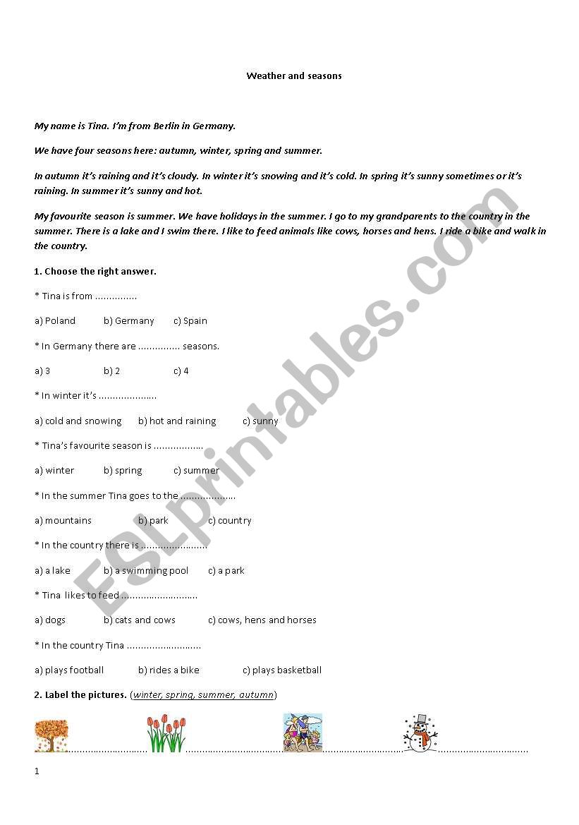 weather and seasons worksheet