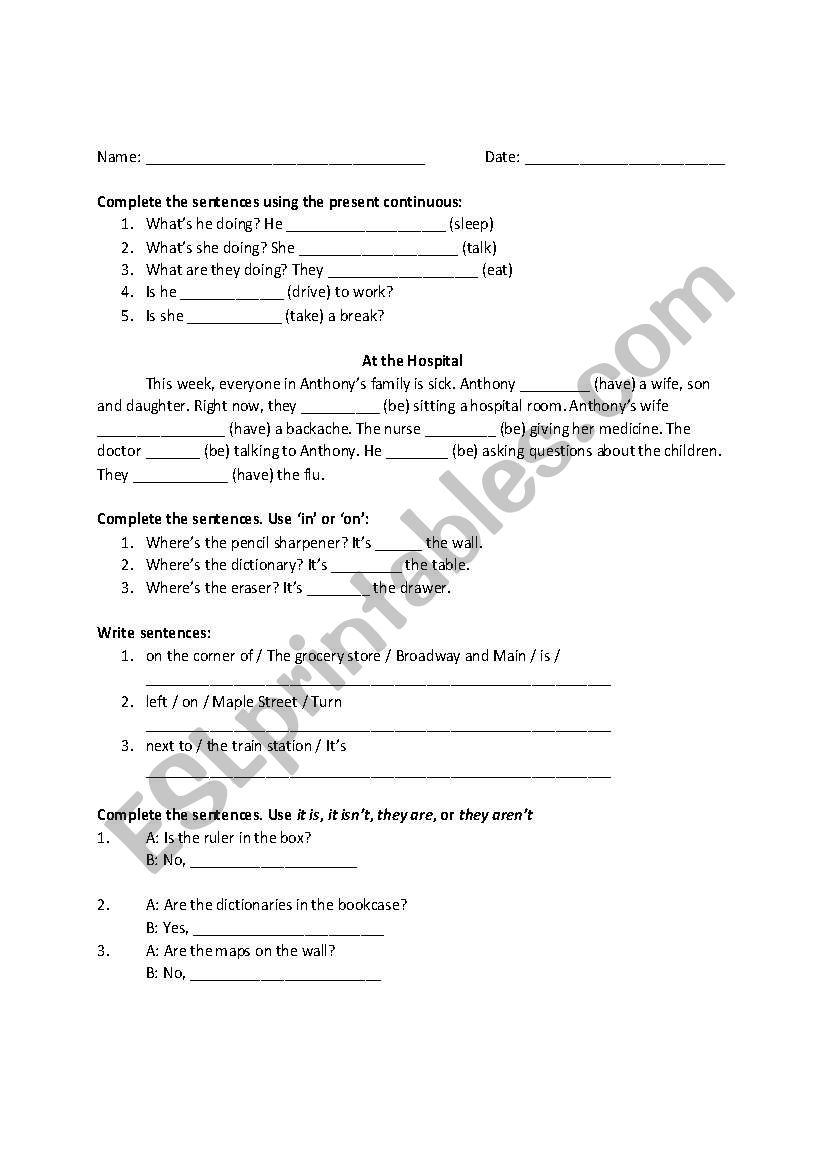 conversational english 1 worksheet part 1