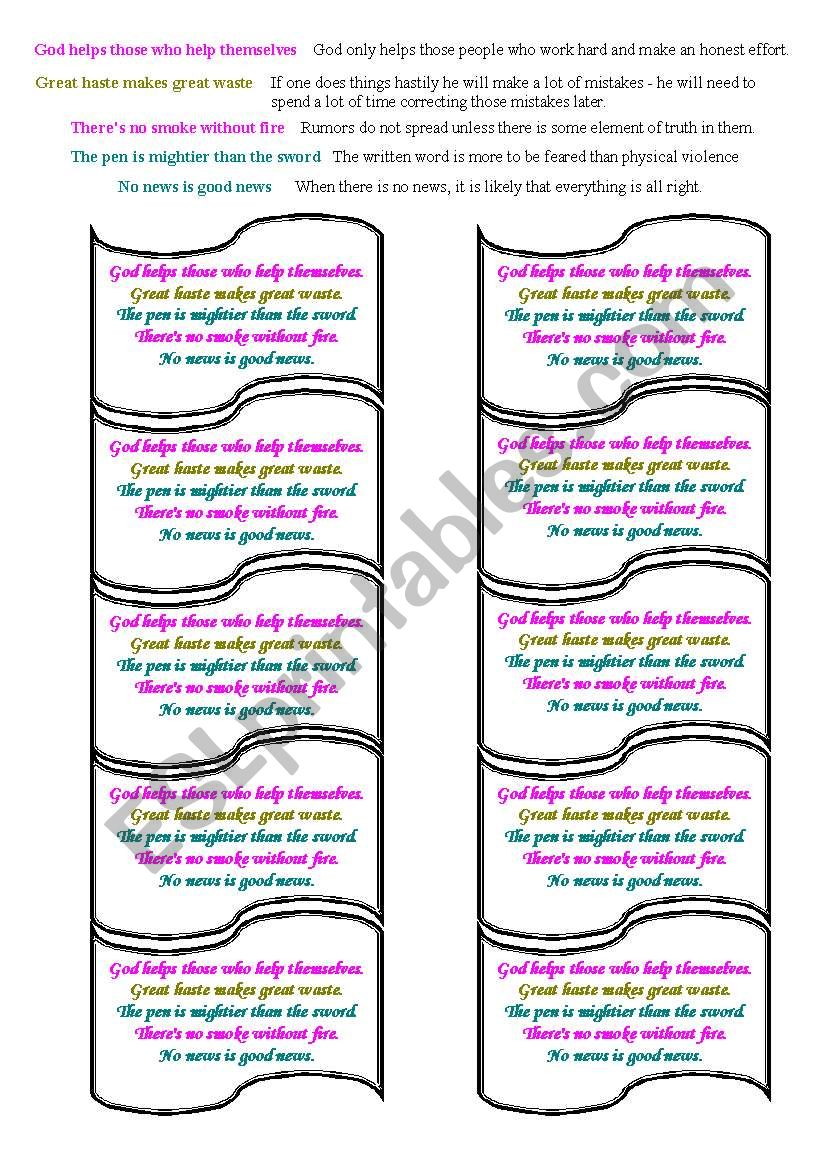 proverbs worksheet