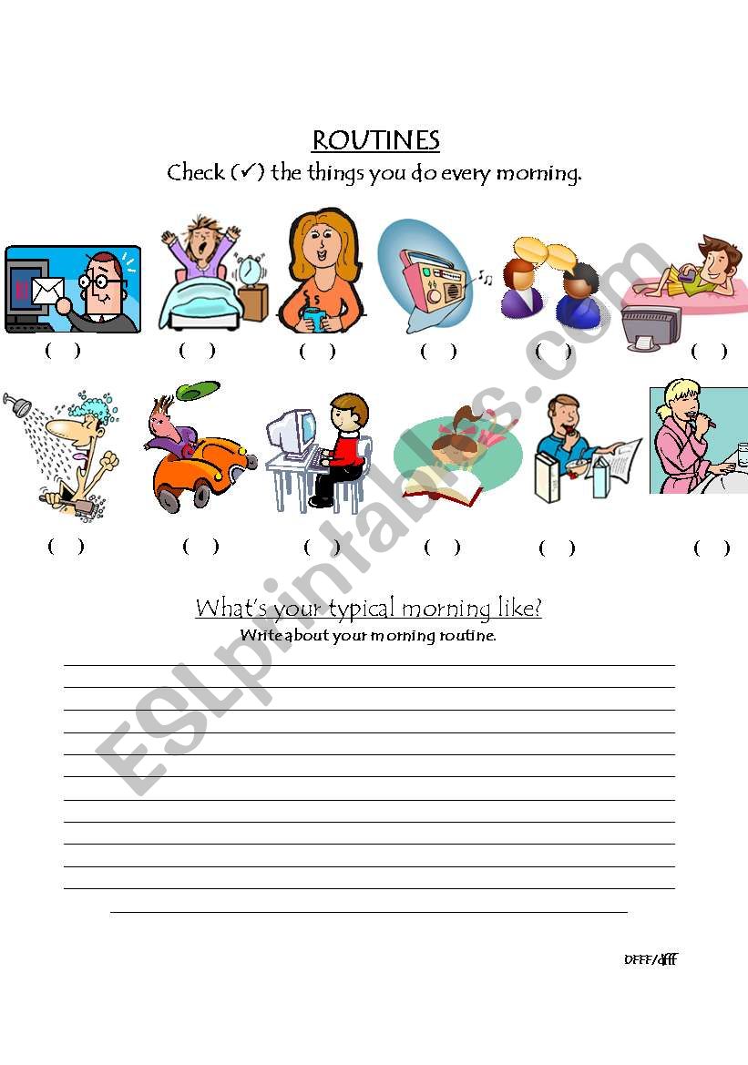 English worksheets: WHAT´S YOUR TYPICAL MORNING LIKE?