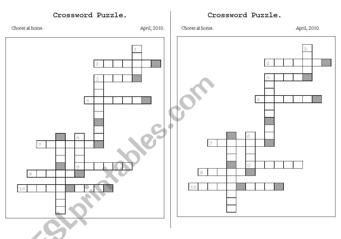 Crossword puzzle worksheet