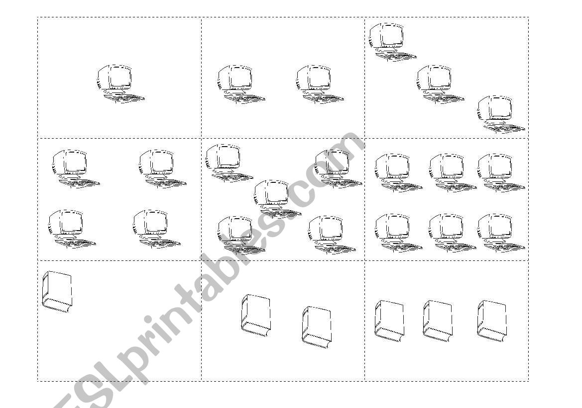 Multi-item school cards worksheet