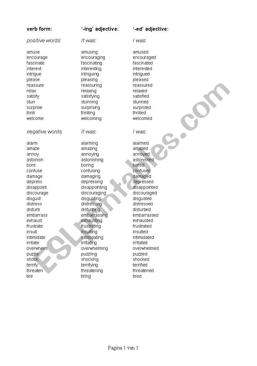 adjectives worksheet